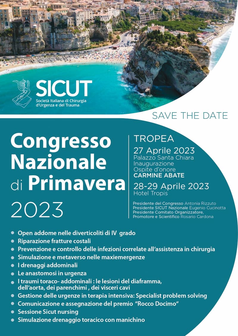 Chirurgia, a Tropea congresso nazionale 27-28-29 Aprile 2023 locandina